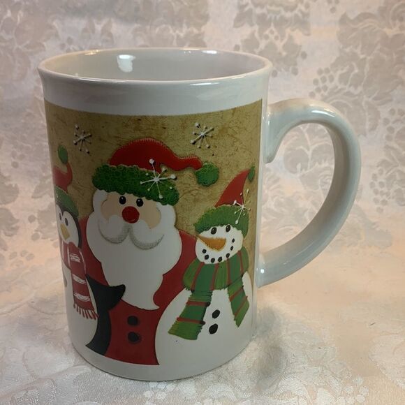 Christmas Santa Penguin Snowman Coffee Tea Cocoa Collector Holiday 2 Mug Set - Picture 2 of 11